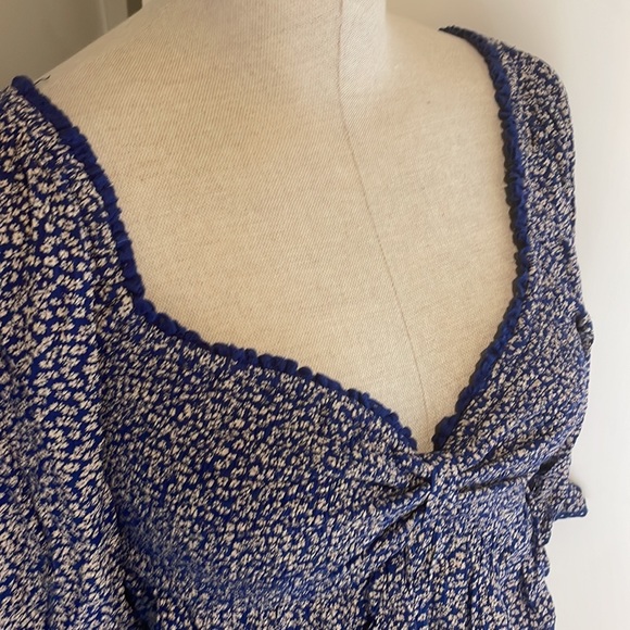 Free People Britnee Babydoll Smocked Floral Top XS - Picture 4 of 10